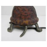 Working Stained Glass & Brass Turtle Lamp