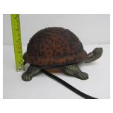 Working Stained Glass & Brass Turtle Lamp
