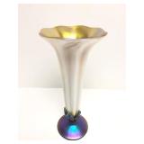 Beautiful Signed Iridescent Art Glass Vase by Steven Lundberg
