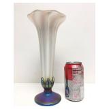 Beautiful Signed Iridescent Art Glass Vase by Steven Lundberg