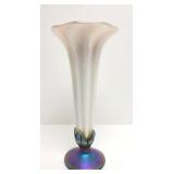 Beautiful Signed Iridescent Art Glass Vase by Steven Lundberg