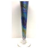 Stunning Signed Iridescent Blue/Purple Art Glass Vase