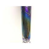 Stunning Signed Iridescent Blue/Purple Art Glass Vase