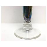 Stunning Signed Iridescent Blue/Purple Art Glass Vase