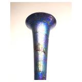 Stunning Signed Iridescent Blue/Purple Art Glass Vase
