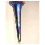 Stunning Signed Iridescent Blue/Purple Art Glass Vase