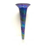 Stunning Signed Iridescent Blue/Purple Art Glass Vase