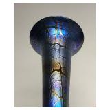 Stunning Signed Iridescent Blue/Purple Art Glass Vase