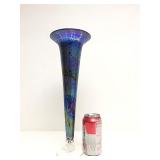 Stunning Signed Iridescent Blue/Purple Art Glass Vase