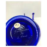 Beautiful Group of Hand Painted & Signed FENTON Cobalt Blue Art Glass
