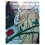 Lovely Vintage Colorful Stained Glass Style Framed window Hanging - "Summer"