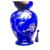 Beautiful Group of Hand Painted & Signed FENTON Cobalt Blue Art Glass