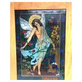 Lovely Vintage Colorful Stained Glass Style Framed window Hanging - "Summer"