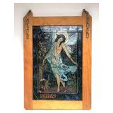 Lovely Vintage Colorful Stained Glass Style Framed window Hanging - "Summer"