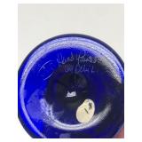 Beautiful Group of Hand Painted & Signed FENTON Cobalt Blue Art Glass