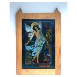 Lovely Vintage Colorful Stained Glass Style Framed window Hanging - "Summer"