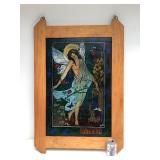 Lovely Vintage Colorful Stained Glass Style Framed window Hanging - "Summer"