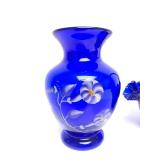 Beautiful Group of Hand Painted & Signed FENTON Cobalt Blue Art Glass