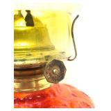 Vintage Flambe Red/Yellow Crackle Glass Vase & Oil Lamp