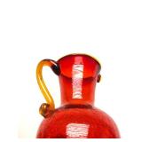 Vintage Flambe Red/Yellow Crackle Glass Vase & Oil Lamp