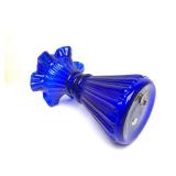 Beautiful Vintage Cobalt Blue Handmade FENTON Glass Wheat Vase