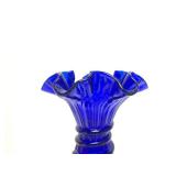 Beautiful Vintage Cobalt Blue Handmade FENTON Glass Wheat Vase