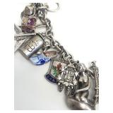 Wonderful Heavy Thick Vintage Sterling Silver Charm Bracelet