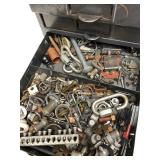 2 Vintage Small Industrial Parts Cabinets Full of Hardware etc