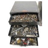 2 Vintage Small Industrial Parts Cabinets Full of Hardware etc