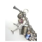 Wonderful Heavy Thick Vintage Sterling Silver Charm Bracelet
