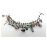 Wonderful Heavy Thick Vintage Sterling Silver Charm Bracelet