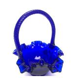 Beautiful Group of Hand Painted & Signed FENTON Cobalt Blue Art Glass