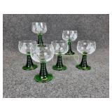 Set of (6) NEW Böckling Frosted Oil Wine Glasses with Grape Motif and Green Stems - Made in Germany