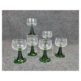Set of (6) NEW Böckling Wine Glasses with Green Stems - Made in Germany