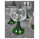 Set of (6) NEW Böckling Wine Glasses with Green Stems - Made in Germany