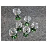 Set of (6) NEW Böckling Wine Glasses with Green Stems - Made in Germany