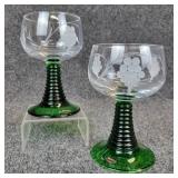 Pair of NEW Böckling Wine Glasses with Green Stems - Made in Germany