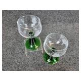 Pair of NEW Böckling Wine Glasses with Green Stems - Made in Germany