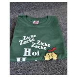 Lot of (4) NEW Small Crewneck Short Sleeved T-Shirts: "Zicke Zacke Zicke Zacke Hoi Hoi Hoi"