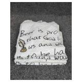 Lot of (4) NEW Small Short Sleeved T-Shirts: "Beer is Proof that God Loves Us and Wants Us to Be Happy" - Benjamin Franklin