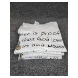 Lot of (2) NEW Small and (2) Medium Short Sleeved T-Shirts: "Beer is Proof that God Loves Us and Wants Us to Be Happy" - Benjamin Franklin/Guten Tag Haus New Ulm, MN