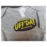 Lot of (5) NEW 12 Mo. and (1) 18 Mo. Short Sleeved Infant Onesies: "Minnesota UFF