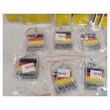(10) Mini German Flag License Plates (6" x 3"), (13) German Key Rings and More