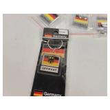 (10) Mini German Flag License Plates (6" x 3"), (13) German Key Rings and More