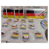 (10) Mini German Flag License Plates (6" x 3"), (13) German Key Rings and More