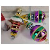 (3) Glass Pacific Rim Christmas Ornaments, (2) Gnomes and a Boot