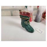 (3) Glass Pacific Rim Christmas Ornaments, (2) Gnomes and a Boot