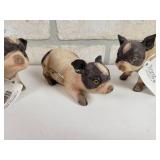 (3) Transpac Handcrafted Resin Pigs