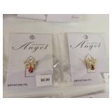(14) My Guardian Angel Birthstone Pins - 18K Gold Plated w/ Crystals