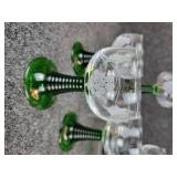 Set of (6) NEW Böckling Frosted Oil Wine Glasses with Grape Motif and Green Stems - Made in Germany